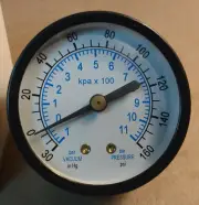 30 in. Hg Vacuum to 160 PSI Vacuum Gauge, 2" Face, 1/8" NPT Back Connection