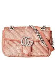 Gucci GG Marmont Mini Sequin Shoulder Bag in Pastel Pink Silk