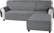 [Smarcute] L Shape Couch Cover for Sectional Sofa Chaise Lounge Sofa Cover Reversible Sofa Slipcover Non-Slip Water Resistant Furniture Protector for Dog (Medium, Grey)