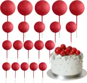 ASTARON 20 Pcs Ball Cake Topper Decorations Mini Balloons Cake Topper Sticks Red