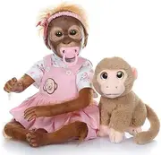 21 Inch Reborn Baby Monkey Realistic Soft Silicone Vinyl Real Handmade Reborn Baby Doll Monkey Lifelike Baby Cute Newborn Dolls Girls