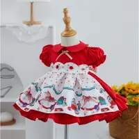在飛比找樂天市場購物網優惠-女童娃娃領連衣裙2022春夏裝新款兒童洛麗塔洋氣女寶寶長袖公