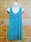 NEW Turquoise Studded Tunic Fringe Tank Top S-L MSRP $40 SALE $22 Y2K