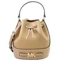 在飛比找momo購物網優惠-【Michael Kors】新版金屬MK LOGO皮革拼接手