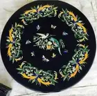 3' Black Marble bird Table Top side Dining Semi Precious Stone Inlay Room Decor