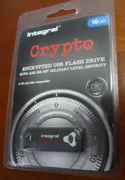 16GB Integral Crypto USB Flash Drive with AES 256-bit Military Level Security