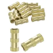 Knurled Insert Nuts, 15Pcs M6 x 20mm(L) x 8mm(OD) Thread Printing Brass Nuts