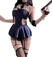 [QNCLO] Women's cosplay flight attendant underwear Japanese anime sailor tight fitting hip hugging skirt