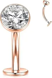 [hengkaixuan] G23 Titanium Belly Jewellery Disc Bottom Belly Button Ring Flat Back Navel Piercing Jewellery 14G Belly Piercing Curved Barbell 10 mm Internally Threaded Navel Ring for Women, Titanium
