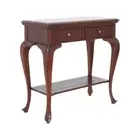 Solid Mahogany Wood Cabriole leg Hall Table With 2 Drawers Antique Style