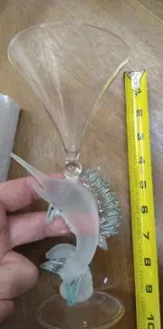 YD Yurana Martini Glass Swordfish Marlin Hand Made Figurines glass artists wine
