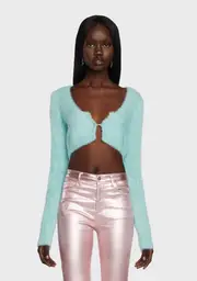 [Edikted] Fuzzy Hooked In Cropped Cardigan