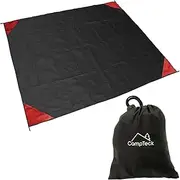 Campteck U6819 Pocket Picnic Blanket (140 x 170cm) Pocket Groundsheet Water Resistant Polyester Beach Blanket for Outdoor, Hiking, Beach, Camping, Fishing, Travel with Carry Pouch - Black