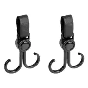 2packs Black Adjustable Stroller Double Hook for Hanging Diaper Bags USA Seller