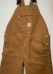 Carhartt Men’s Bib Overalls Relaxed Fit Duck Canvas Workwear Jumpsuit Sz 42 X 32