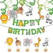 31 Pack Animals Jungle Theme Birthday Hanging Swirl Decoration Bunting Banner...