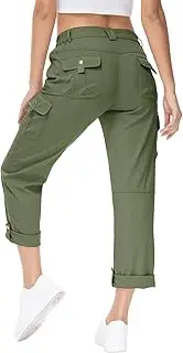 [YSENTO] Womens Cargo Hiking Pants with Pockets Lightweight Stretch Quick Dry Camping Travel Pants Roll Up