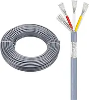 18-20 Gauge Wire 3 Core Shielded Wire Tinned Copper Core Spiral Shield 15-200FT Grey PVC Sheath Suitable for Industrial Automation Equipment(200ft(61M),20AWG-3C-Gray)