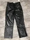 Abercrombie & Fitch Vegan Leather Curve Love 90s Straight Leg Split Hem Pants 4