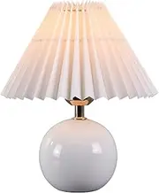 Lexi Lighting Orbelle Table Lamp, White Globe Ceramic Fixture Base with Beige Fabric Shade, Overall Height 28cm, Ideal Bedside Lamp for Living Room, Bedroom, Dining Room Décor