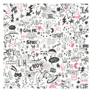 Sketch White/Neon Pink Wallpaper 53cm x 10.05m