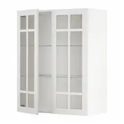 METOD wall cabinet w shelves/2 glass drs, white/Stensund white, 80x37x100 cm