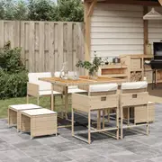 Garden Dining Set with Cushions Bistro Set Patio Backyard Poly Rattan vidaXL