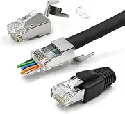 30 Pack Cat7 Cat6A Pass Through Shielded RJ45 Connector Modular Network 50μ Gold-Plated Plug for Cat 6, Cat 6A, Cat 7 and Cat 8 with Strain Relief Boots