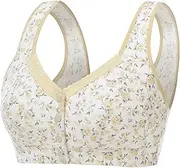 [Generic] Women Bra Set and Underwear Snap Closure Plus Size Wireless Brelettes Seniors Cute Floral Print Sleep Tshirt Bra Sports Bra Non Removable Pads