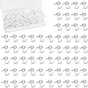 Yharnamite 100 Pcs Push Pin Hooks, Pin Tack Hooks, Bulletin Board Hooks, Wall Decorative Thumb Tacks Hook for Photo Walls Bulletin Boards Home Offices Schools (Transparent)