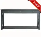 Hamptons Halifax Side Cross Drawers Console Hall Table Furniture in Black