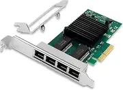 XZSNET Gigabit Network Card with Intel I350 Chip, 1GB PCI-E NIC Compare to Intel I350-T4, Quad RJ45 Port PCI Express X4 Ethernet Adapter Support Windows/Windows Server/Linux/Freebsd/VMware ESXi