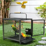 FIN Flight Bird Cage Open Design Carrier Playpen with Perch Stand & Hammock Toy