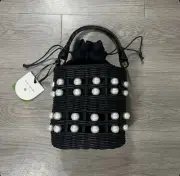 NWT Kate Spade x Target Embellished Black Wicker Basket Mini Bucket Bag