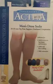 Activa 20-30 mmHg Men's Dress Socks Firm Support Compression Socks Sm White 7M