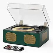 MANGOSTAN CD Player with Built-in Speaker Portable CD Player with Bluetooth Output/Input USB Playback Headphone Jack with Remote Control, LED Screen Rechargeable Small CD Player Green