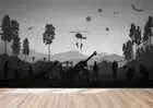 3D Warfare Silhouette Wallpaper Wall Mural Removable Self-adhesive 796