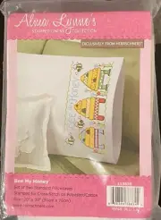 NEW Alma Lynnes Stamped “Bee My Honey” 2 Pillowcases Cross Stitch