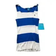 Vintage Paul Frank Tank Top, Julius, Striped, Blue & White, Large