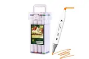 Professional Grade Chisel Fine Dual Nib Alcohol Base Ink Colour Drawing Markers Pens Set Vibrant Pigmented Fabric Glass Wood Canvas School Students Adults Kids Artists Pens With Carry Bucket