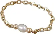 [Yihuaqun] Non-fading US imported gold soft chain natural pearl ring small fresh girl cute thin ring