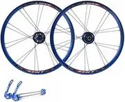20 Inch Folding Bike Wheelset 406 451 Disc Brake BMX Wheel Set Quick Release 8 9 10 11 Speed Cassette Bearing Hubs Ultra Light Wheels (Color : Blue, Size : 406)