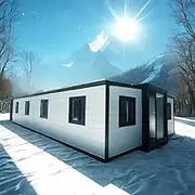 Modular Prefabricated Container Home, Tiny Home, Multiple Windows, White and Black Exterior