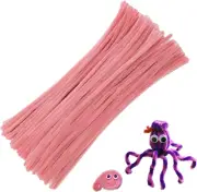 Chenille Stem Craft Supplies - 100 Pcs Pink Pipe Cleaners for DIY Arts & Crafts