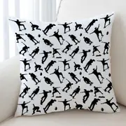 Cool Black and White Skateboarding Cushion Cover