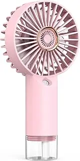 Mini Handheld Misting Fan, Small and Powerful, 3 Speed Portable Fan Lightweight USB-C Rechargeable Spray Water Mist for Makeup Stylish Girl Women Travel Indoor Outdoor Pink (Pink)