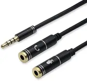 3.5mm AUX Cable Mic Audio Splitter Extension Headphone Adapter Male to Female - Compatible with Apple, Motorola, ASUS & More - Durable Aluminium Enclosure for Enhanced Connectivity