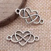 Infinity Love Connector Charms -13x25mm Heart Pendant Jewelry Making Charm 20Pcs