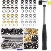 200 Sets 5/16" 8mm Thickened Grommet Eyelets Assortment Kit with 4Pcs Setting Install Tool, Gold Silver Black Bronze Metal Eyelet Curtain Grommet for Leather, Canvas, Tarp, DIY Craft Projects
