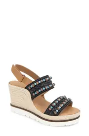 GENTLE SOULS BY KENNETH COLE Evora Wedge Sandal in Black Leather at Nordstrom, Size 10
